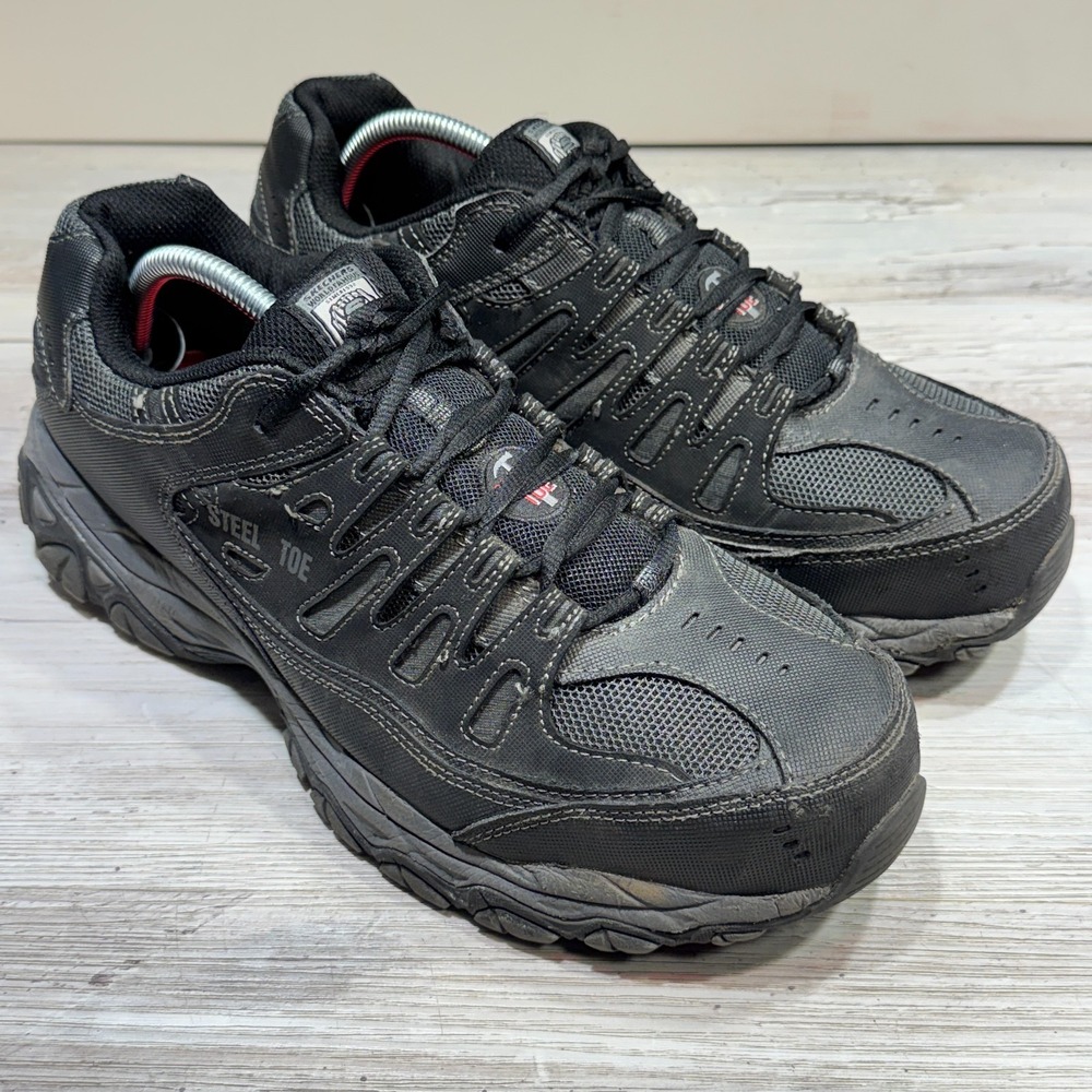 Skechers Mens Crankton Steel Toe Lace Up Athletic Shoe Black Sz 10.5 77055-BKCC